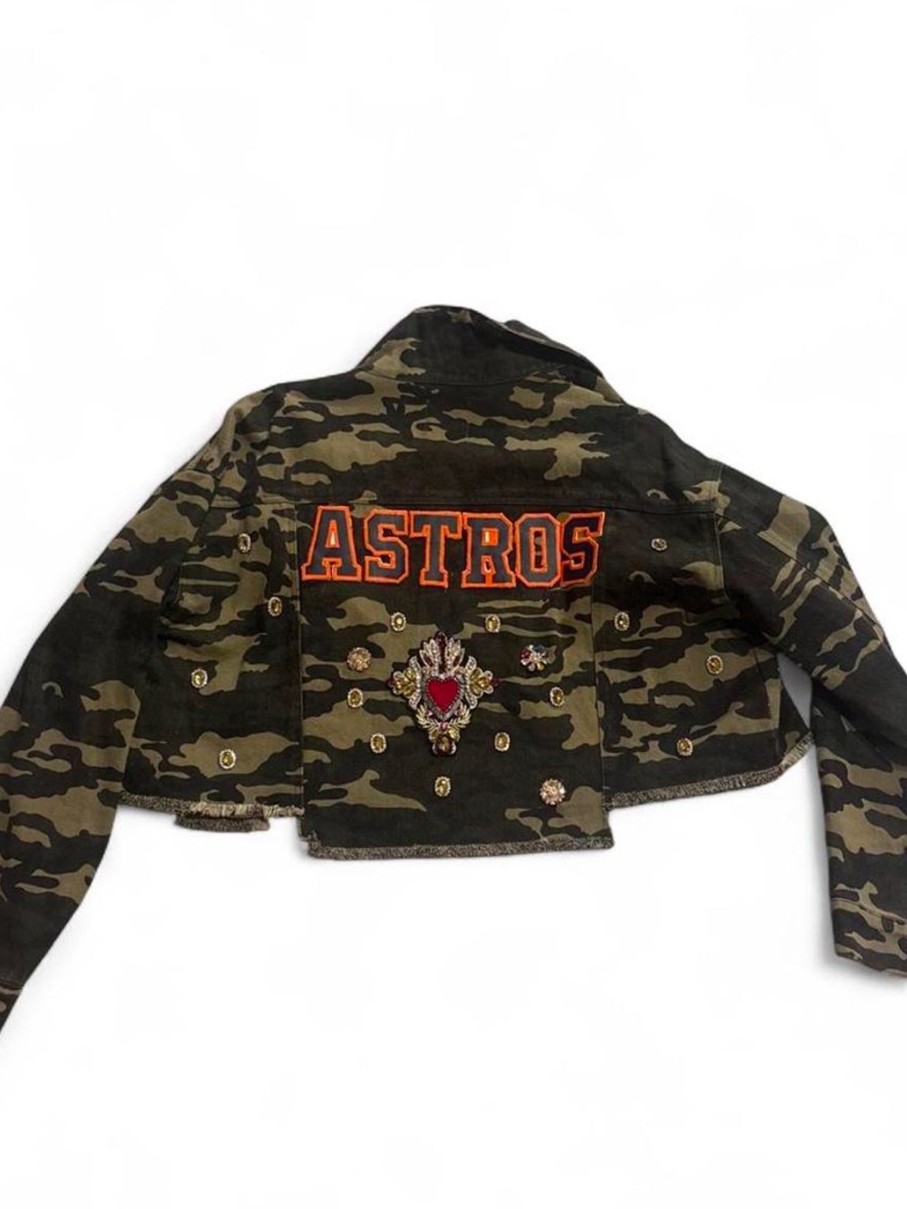 Custom ASTROS Camo Embroidered Jacket - Green M
